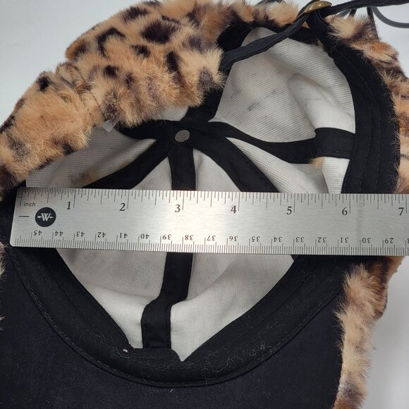 Leopard Print Faux Fur Hat With Adjustable Strap - Picture 9 of 13
